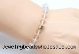 CGB9285 8mm, 10mm white crystal & drum hematite power beads bracelets