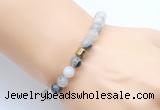 CGB9288 8mm, 10mm black rutilated quartz & drum hematite power beads bracelets