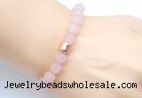 CGB9301 8mm, 10mm matte rose quartz & drum hematite power beads bracelets