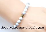 CGB9309 8mm, 10mm matte white howlite & drum hematite power beads bracelets