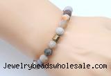 CGB9313 8mm, 10mm matte bamboo leaf agate & drum hematite power beads bracelets