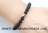 CGB9316 8mm, 10mm matte black agate & drum hematite power beads bracelets