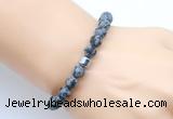 CGB9317 8mm, 10mm matte snowflake obsidian & drum hematite power beads bracelets