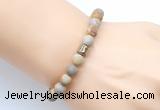 CGB9318 8mm, 10mm matte fossil coral & drum hematite power beads bracelets