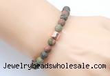 CGB9319 8mm, 10mm matte unakite & drum hematite power beads bracelets