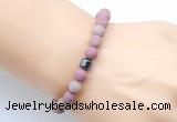 CGB9326 8mm, 10mm matte pink wooden jasper & drum hematite power beads bracelets