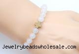 CGB9350 8mm, 10mm white jade & cross hematite power beads bracelets