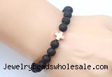 CGB9358 8mm, 10mm black lava & cross hematite power beads bracelets