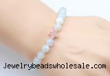 CGB9370 8mm, 10mm sea blue banded agate & cross hematite power beads bracelets