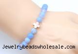 CGB9371 8mm, 10mm blue banded agate & cross hematite power beads bracelets