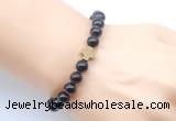 CGB9406 8mm, 10mm garnet & cross hematite power beads bracelets