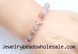 CGB9413 8mm, 10mm pink quartz & cross hematite power beads bracelets