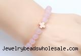 CGB9417 8mm, 10mm matte rose quartz & cross hematite power beads bracelets