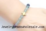 CGB9420 8mm, 10mm matte fluorite & cross hematite power beads bracelets