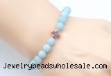 CGB9423 8mm, 10mm matte amazonite & cross hematite power beads bracelets