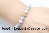 CGB9425 8mm, 10mm matte white howlite & cross hematite power beads bracelets