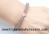 CGB9427 8mm, 10mm matte grey agate & cross hematite power beads bracelets