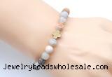 CGB9429 8mm, 10mm matte bamboo leaf agate & cross hematite power beads bracelets