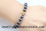 CGB9431 8mm, 10mm matte Tibetan agate & cross hematite power beads bracelets