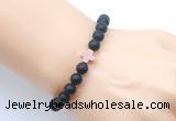 CGB9432 8mm, 10mm matte black agate & cross hematite power beads bracelets