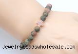 CGB9435 8mm, 10mm matte unakite & cross hematite power beads bracelets