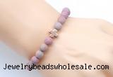 CGB9442 8mm, 10mm matte pink wooden jasper & cross hematite power beads bracelets