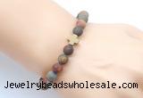 CGB9444 8mm, 10mm matte picasso jasper & cross hematite power beads bracelets