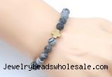 CGB9449 8mm, 10mm matte black water jasper & cross hematite power beads bracelets