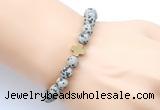 CGB9450 8mm, 10mm matte dalmatian jasper & cross hematite power beads bracelets