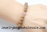 CGB9452 8mm, 10mm matte wooden jasper & cross hematite power beads bracelets