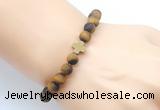 CGB9455 8mm, 10mm matte yellow tiger eye & cross hematite power beads bracelets