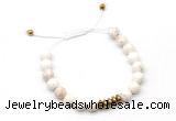 CGB9461 8mm, 10mm white howlite & rondelle hematite adjustable bracelets