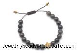 CGB9472 8mm, 10mm coffee wooden jasper & cross hematite adjustable bracelets