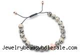 CGB9477 8mm, 10mm dalmatian jasper & cross hematite adjustable bracelets