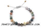 CGB9490 8mm, 10mm Indian agate & cross hematite adjustable bracelets