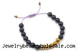 CGB9504 8mm, 10mm purple tiger eye & round hematite adjustable bracelets