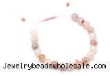 CGB9523 8mm, 10mm pink quartz & cross hematite adjustable bracelets