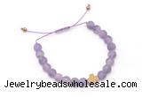 CGB9528 8mm, 10mm matte amethyst & cross hematite adjustable bracelets