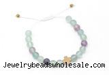 CGB9530 8mm, 10mm matte fluorite & cross hematite adjustable bracelets