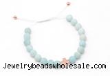 CGB9533 8mm, 10mm matte amazonite & cross hematite adjustable bracelets