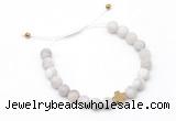 CGB9538 8mm, 10mm matte white crazy lace agate & cross hematite adjustable bracelets