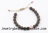 CGB9548 8mm, 10mm matte bronzite & cross hematite adjustable bracelets