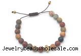 CGB9554 8mm, 10mm matte picasso jasper & cross hematite adjustable bracelets