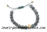 CGB9561 8mm, 10mm matte kambaba jasper & cross hematite adjustable bracelets