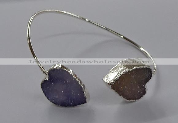 CGB959 15*15mm - 18*18mm heart druzy agate bangles wholesale