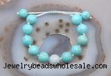 CGB9604 12mm round blue howlite & aquamarine adjustable bracelets