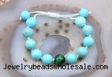 CGB9611 12mm round blue howlite & green tiger eye adjustable bracelets