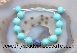 CGB9619 12mm round blue howlite & blue spot stone adjustable bracelets