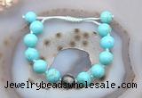 CGB9625 12mm round blue howlite & eagle eye jasper adjustable bracelets