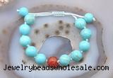 CGB9630 12mm round blue howlite & fire agate adjustable bracelets